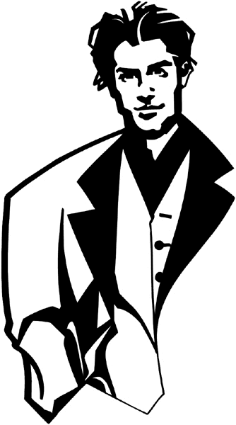 Male model in dressy clothes vinyl sticker. Customize on line. Fashion Clothes 036-0460